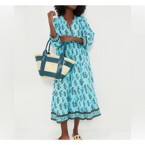 Tuckernuck Tropical Turquoise Bouquet Long Maxi Dress XXXL 3X Plus Size Midi - Picture 2 of 14